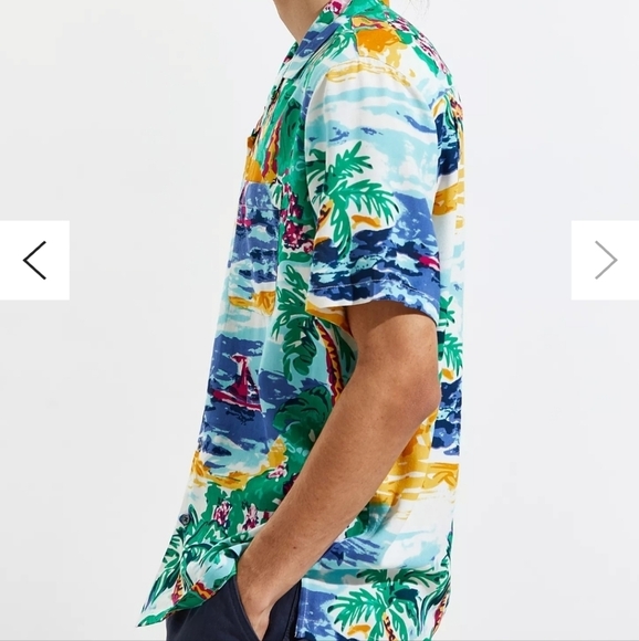 Urban outfitters Painted Paradise Rayon Short Sleeve Button-Down Shirt - Picture 15 of 16